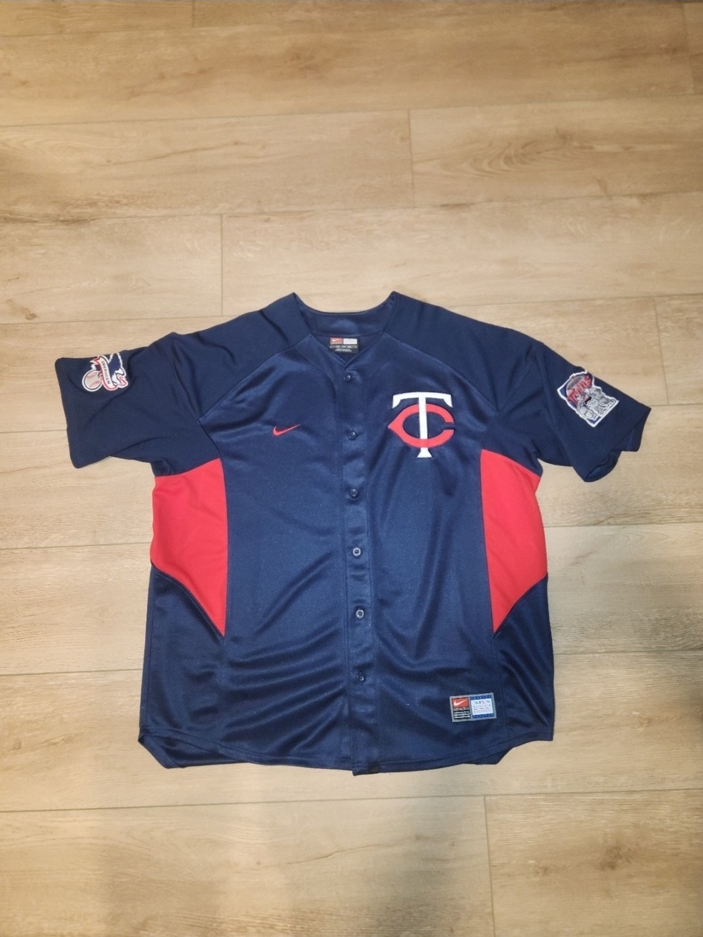 Minnesota Twins 2000s Nike Sewn Stitched Button Up MLB Baseball Jersey Large XXL